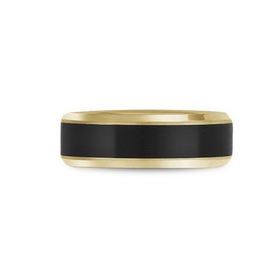 Yellow Gold Black Carbon Accent Band