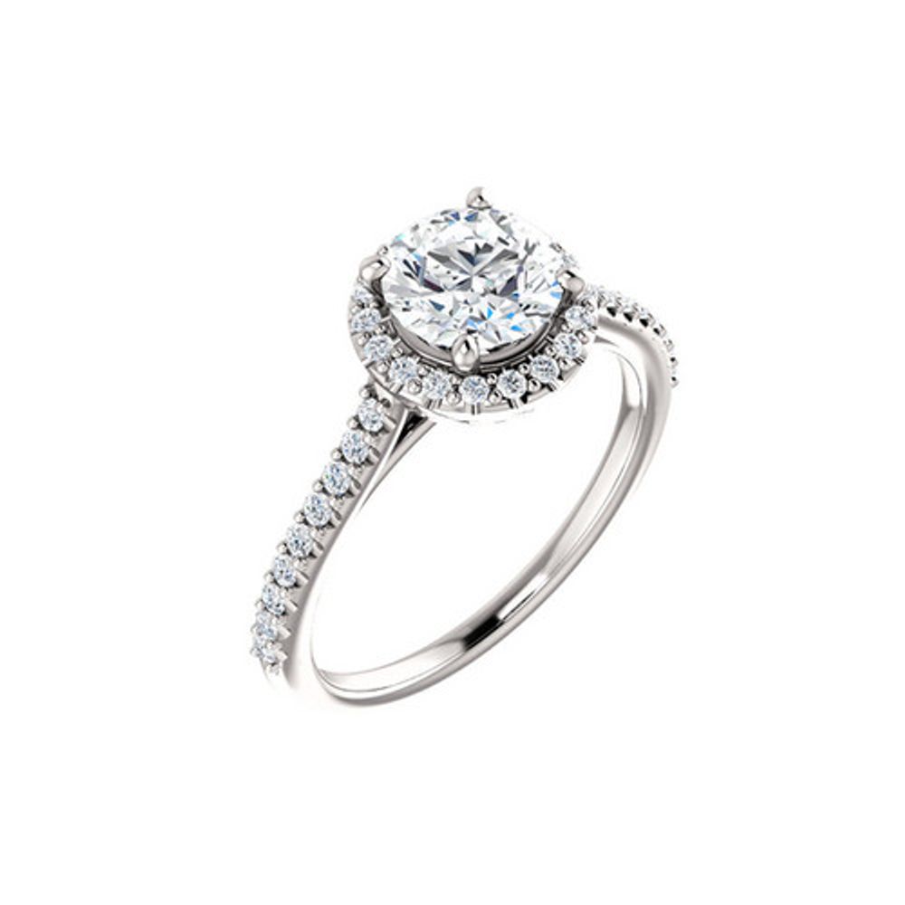 Diamond Halo Fleur De Lis Engagement Ring