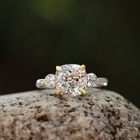 Round Three Stone Engagement Ring Setting
