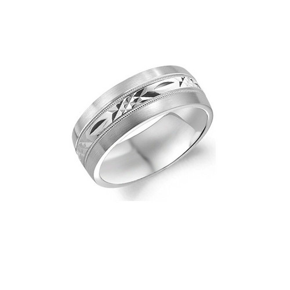 Mens Etched Wedding Band