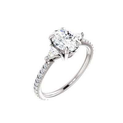 Oval Three Stone Diamond Engagement Ring Setting