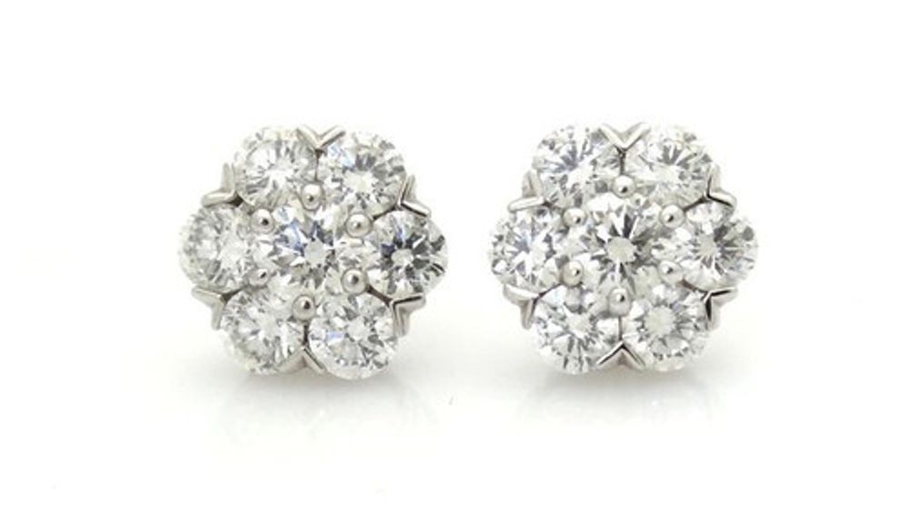 Cluster Diamond Stud Earrings
