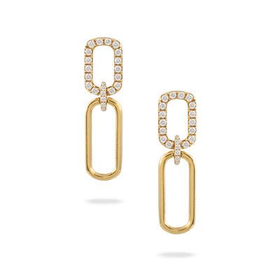 Diamond Paperclip Gold Earrings