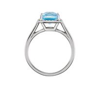 Blue Topaz Diamond Halo Ring