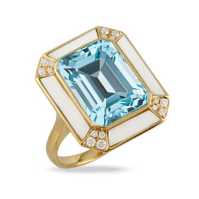 Blue Topaz Agate Diamond Ring