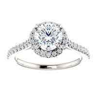 Diamond Halo Fleur De Lis Engagement Ring