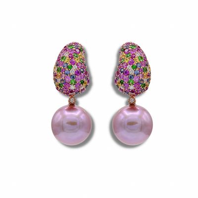 Multi colour pearl earrings 