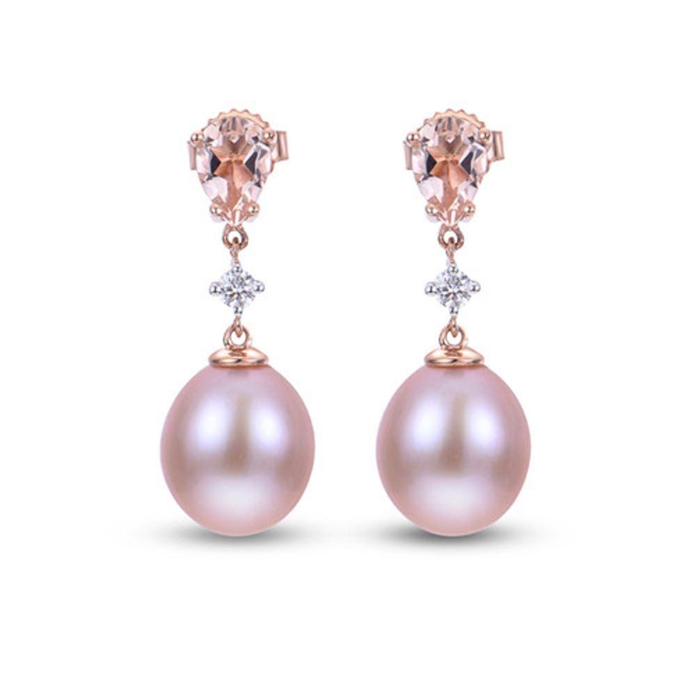 Morganite Pearl Earrings