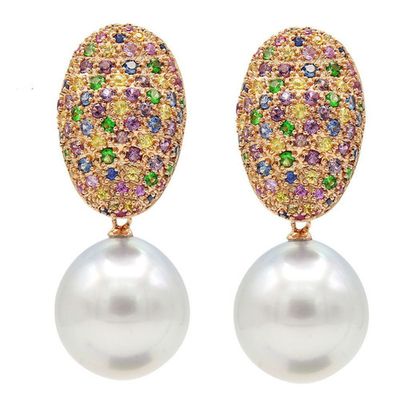 Gemstone Pearl Earrings