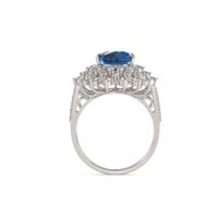 Pear Blue Topaz Diamond Ring