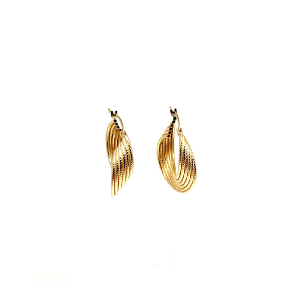 Gold hoop swirl earrings