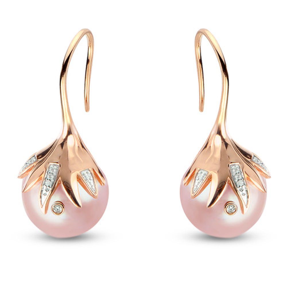 Pink Pearl Floral Earrings
