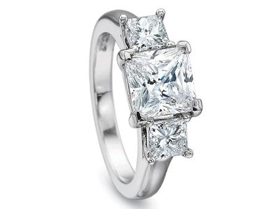 Princess Three Stone Engagement Ring Setting