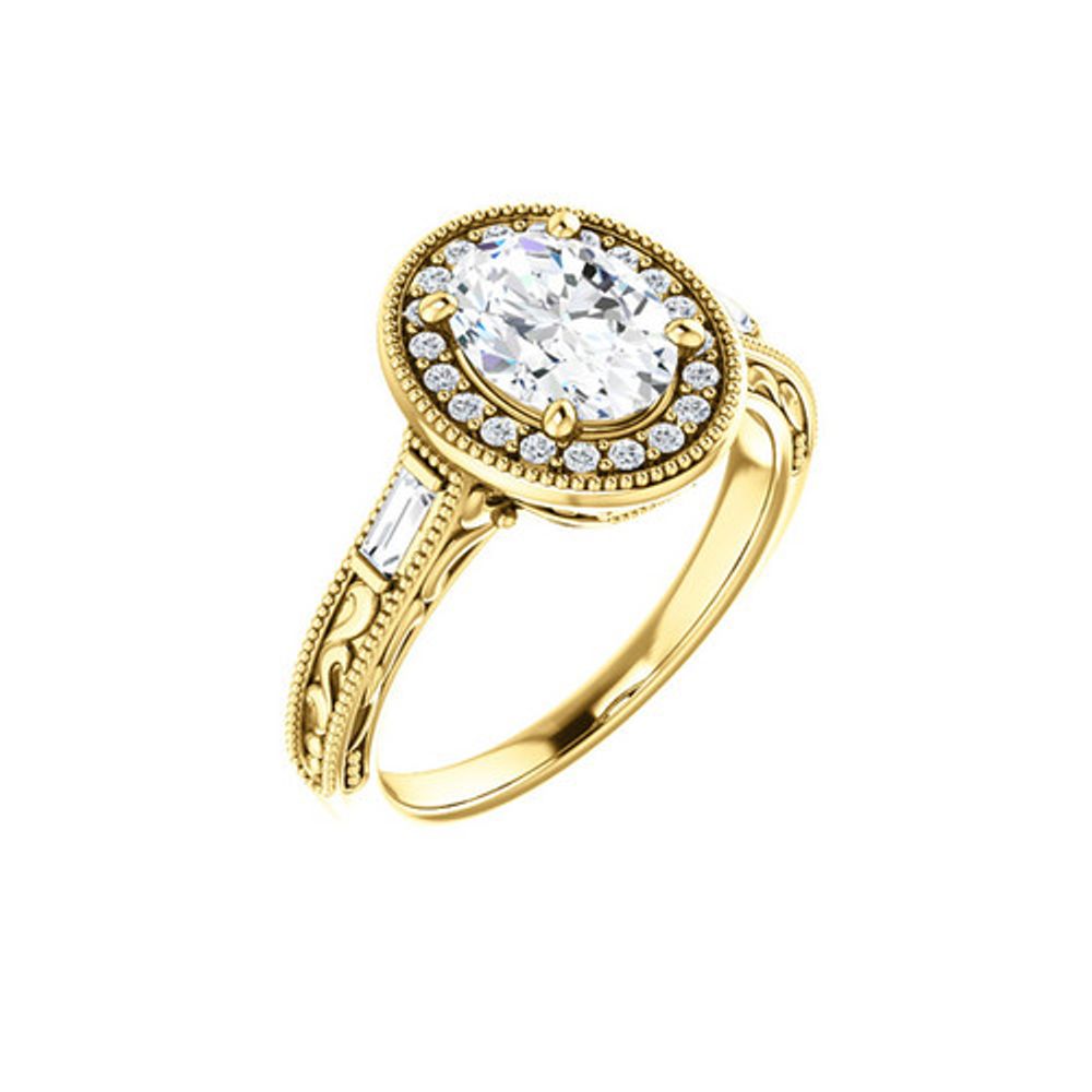 Oval Diamond Halo Engagement Ring Vintage Inspired