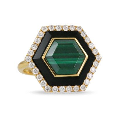 Malachite Diamond Ring
