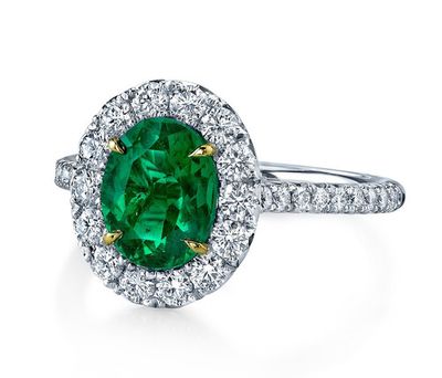 Oval Emerald Diamond Halo Ring