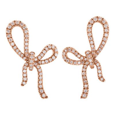 Rose Gold Bow Diamond Earrings