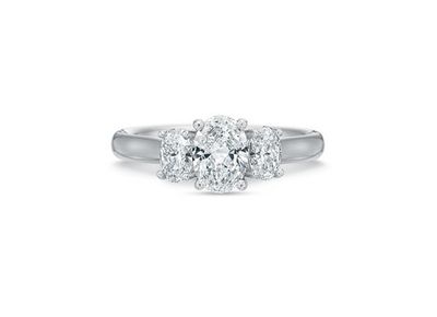 Three Stone Oval Diamond Engagement Ring