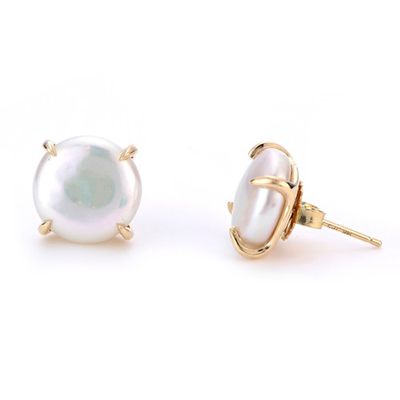 Pearl Coin Earring Studs