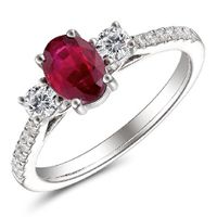 Ruby three stone diamond ring