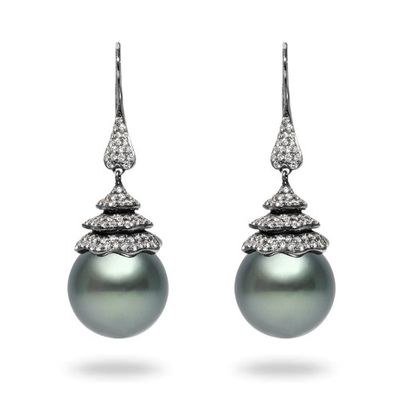 Tahitian Pearl Diamond Earrings