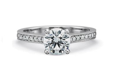 Bead Set Diamond Engagement Ring