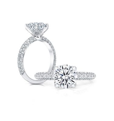 Three sided diamond engagement ring