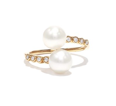 Pearl Diamond Twist Ring