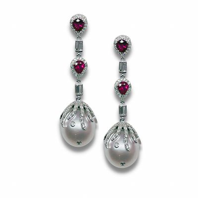 South Sea Pearl Ruby Earrings