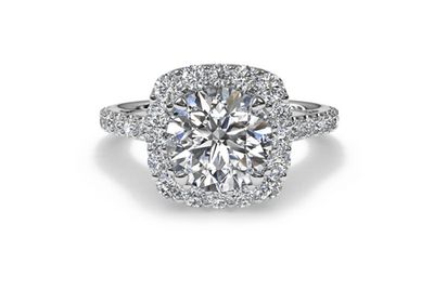 Cushion halo round diamond engagement ring setting