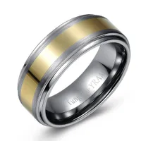 8mm Tungsten band with gold plated centre inlay