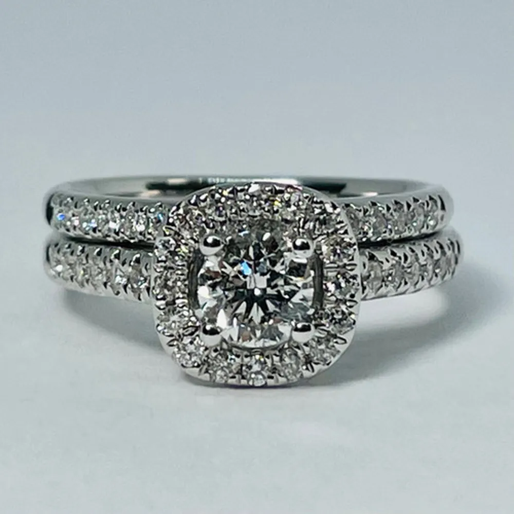 14kt White Gold Diamond Engagement Ring Set 1.00ctw