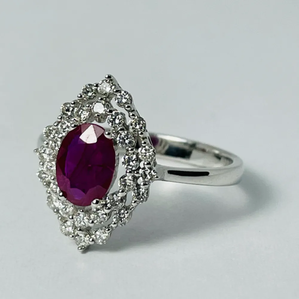 14kt White Gold Ruby & Diamond Ring