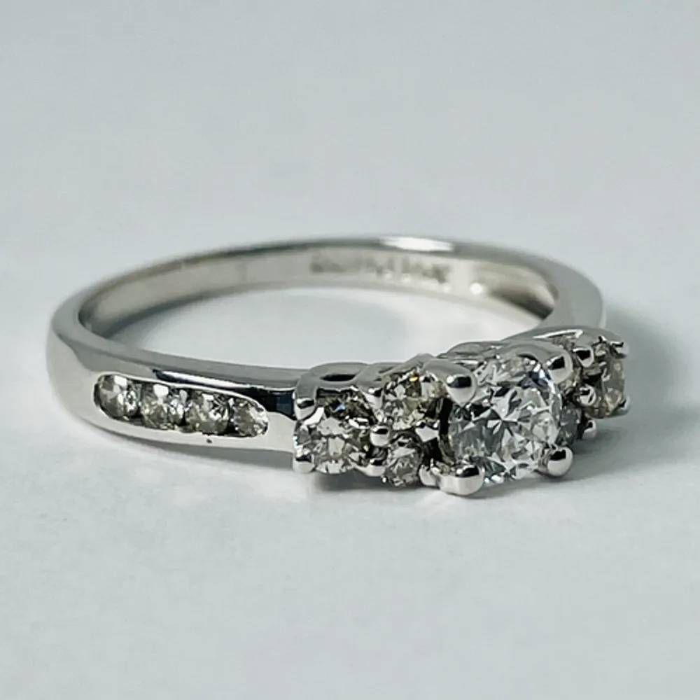 14kt White Gold Diamond Engagement Ring - Past, Present, Future