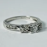 14kt White Gold Diamond Engagement Ring - Past, Present, Future