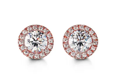 10kt Gold CZ Halo Stud Earrings (Glory Collection)