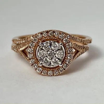 10kt Rose Gold Diamond Engagement Ring Set