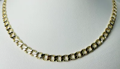 10kt Gold 2-Tone Diamond Cut Curb Chain