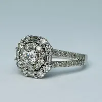 14kt White Gold 1.35ctw Diamond Engagement Ring Set