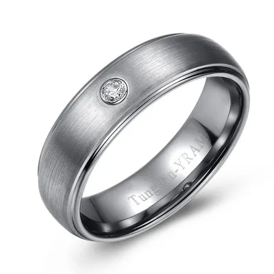 7mm Tungsten band brushed finish centre with CZ