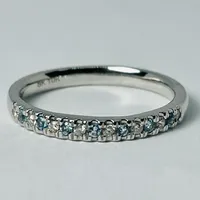 10kt White Gold Aquamarine & Diamond Band