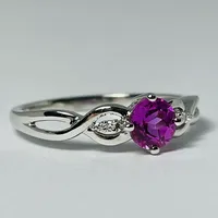 10kt White Gold Pink Topaz & Diamond Ring