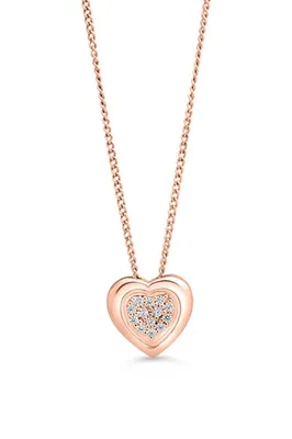 10K 0.05CT Diamond Pave Heart Pendant with Chain