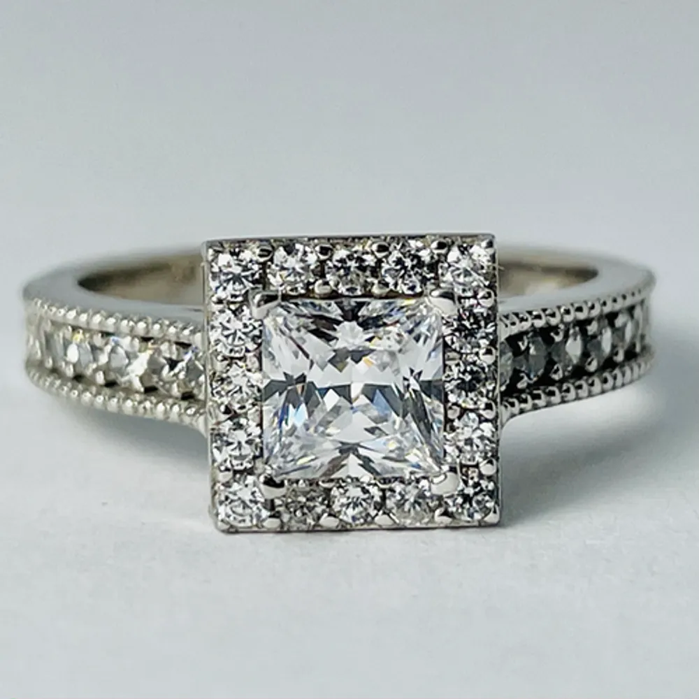 10kt Gold Princess-cut CZ Set