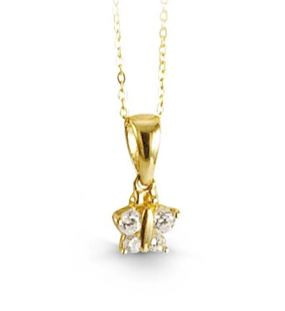 10kt Gold Baby Bella Butterfly Pendant & Chain