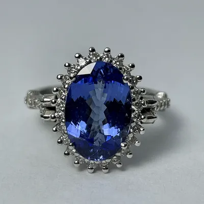 14kt White Gold Tanzanite & Diamond Ring