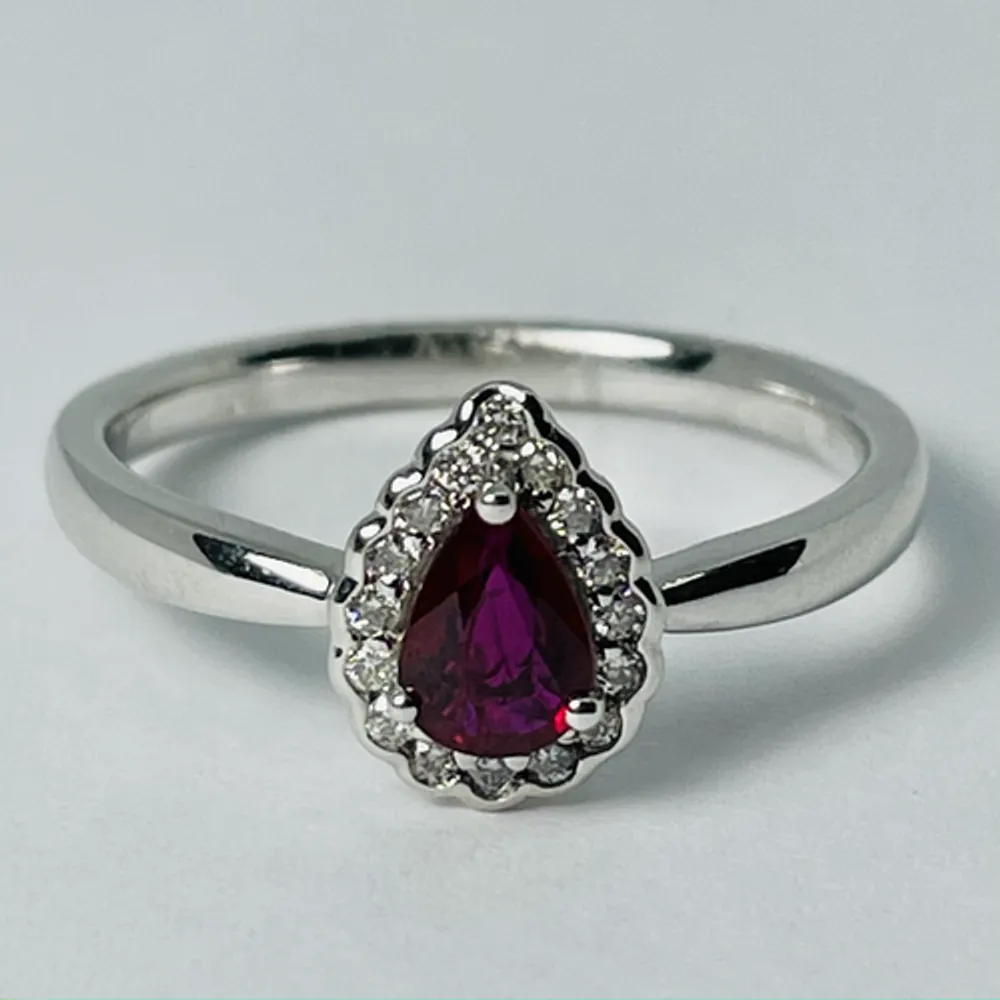 14kt White Gold Ruby & Diamond Ring