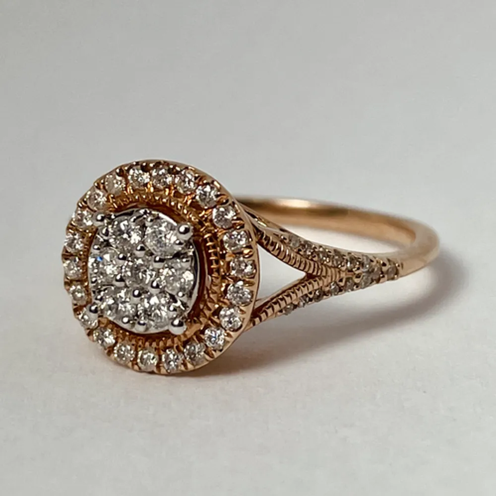 10kt Rose Gold Diamond Engagement Ring Set