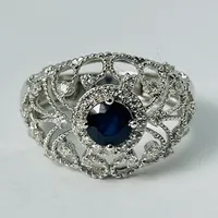 14kt White Gold Sapphire & Diamond Ring