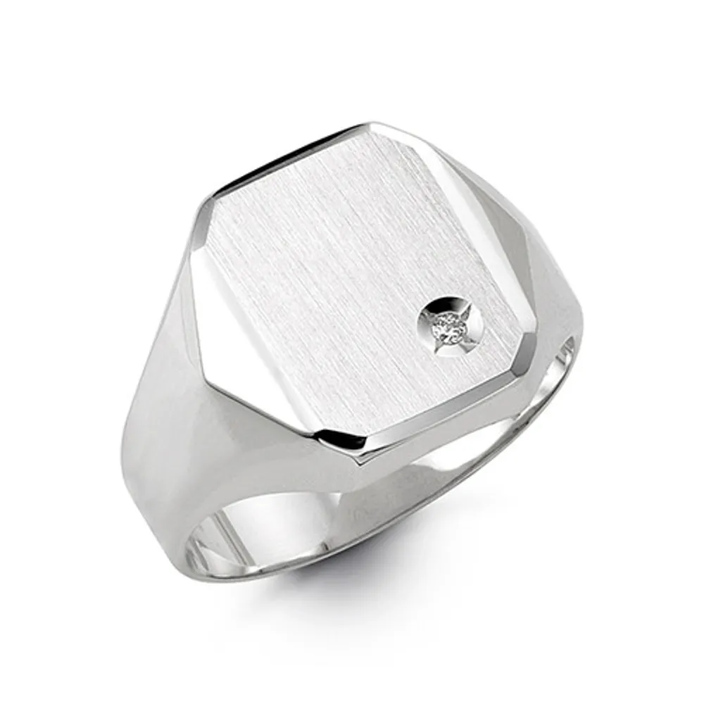 10kt Gold Bella Fierce Men's Diamond  Signet Ring